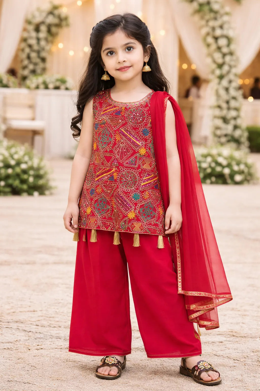 Elegant Georgette Ethnic Kurti Set with Palazzo & Dupatta