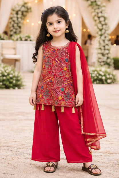 Elegant Georgette Ethnic Kurti Set with Palazzo & Dupatta
