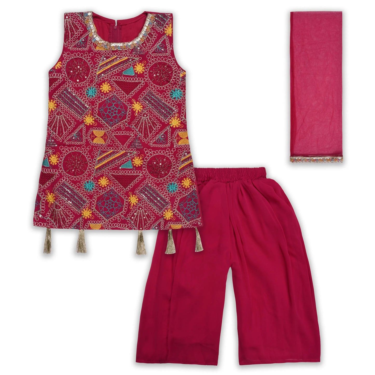 Elegant Georgette Ethnic Kurti Set with Palazzo & Dupatta