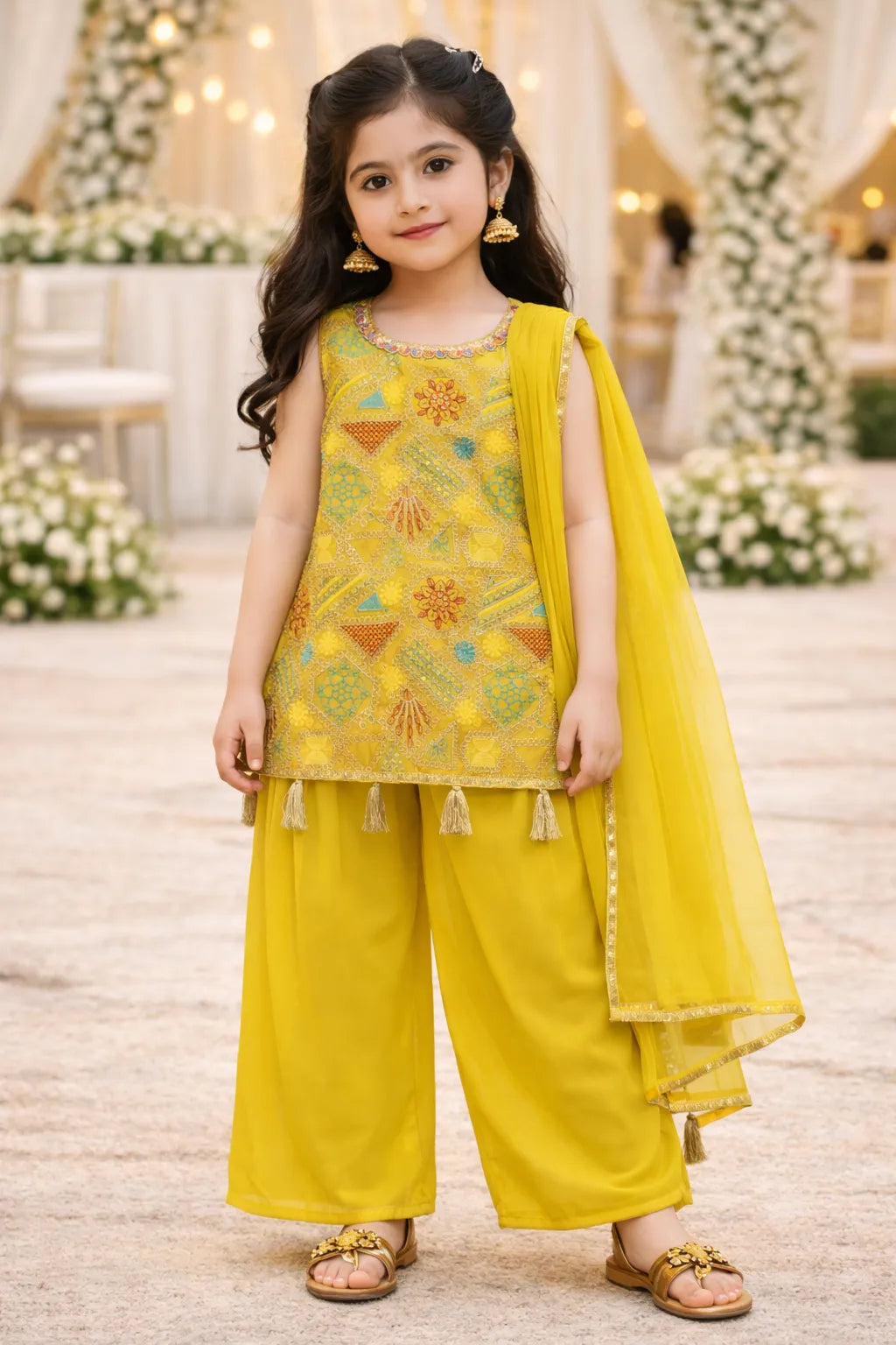 Elegant Georgette Ethnic Kurti Set with Palazzo & Dupatta