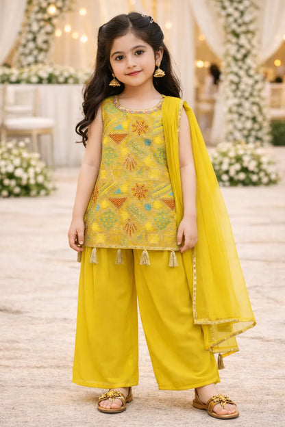 Elegant Georgette Ethnic Kurti Set with Palazzo & Dupatta