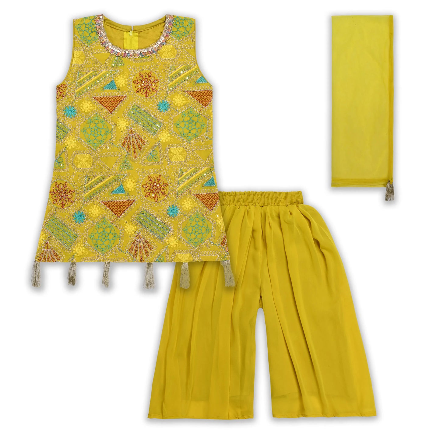 Elegant Georgette Ethnic Kurti Set with Palazzo & Dupatta