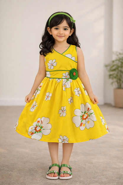 Girls Cotton Polka Printed Summer Dress