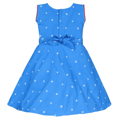 Girls Cotton Printed Floral Applique Summer Dress