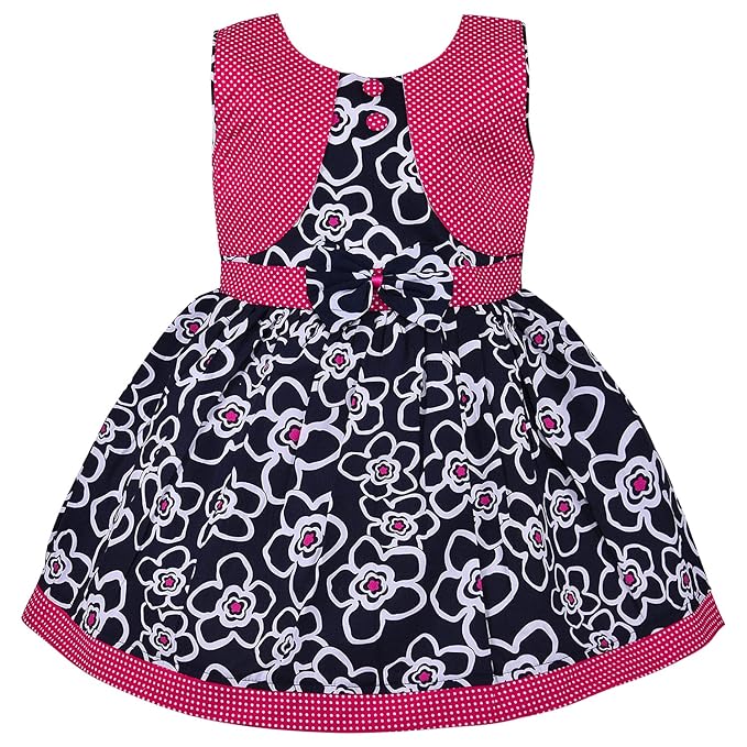 Girls Cotton Printed Sleeveless Frock with Bow – Summer Wear Dress