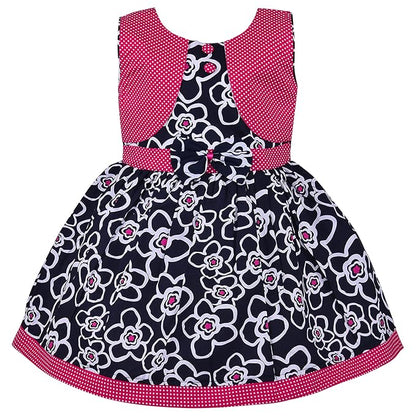 Girls Cotton Printed Sleeveless Frock with Bow – Summer Wear Dress