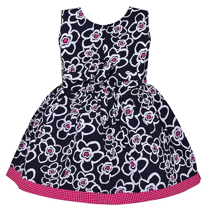 Girls Cotton Printed Sleeveless Frock with Bow – Summer Wear Dress