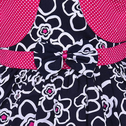 Girls Cotton Printed Sleeveless Frock with Bow – Summer Wear Dress