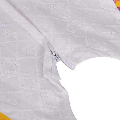 Girls Cotton Floral Party Wear Frock with Bow & Waist Belt