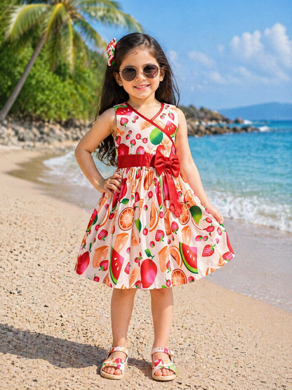 Girls Pure Cotton Printed Summer Casual Dress