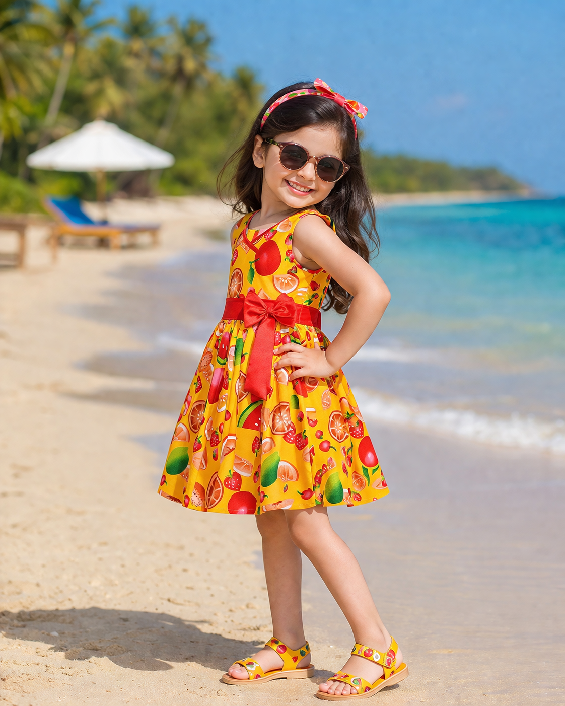Girls Pure Cotton Printed Summer Casual Dress