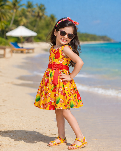 Girls Pure Cotton Printed Summer Casual Dress