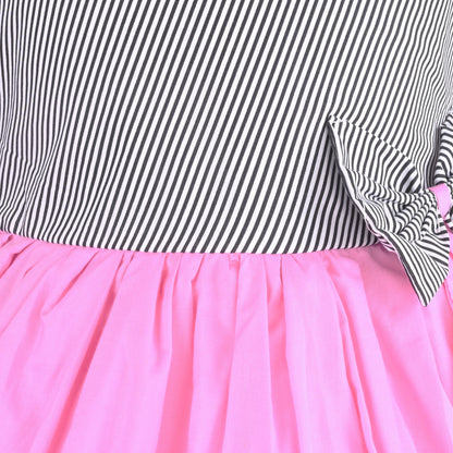 Girls Cotton Sleeveless Party Dress with Bow Detail