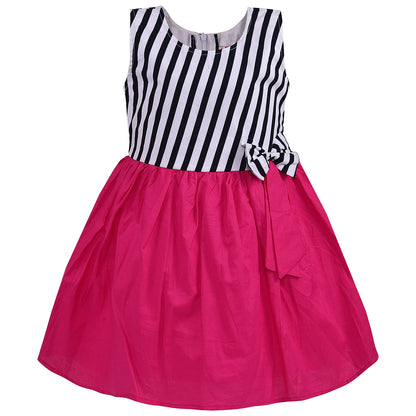 Girls Cotton Sleeveless Party Dress with Bow Detail