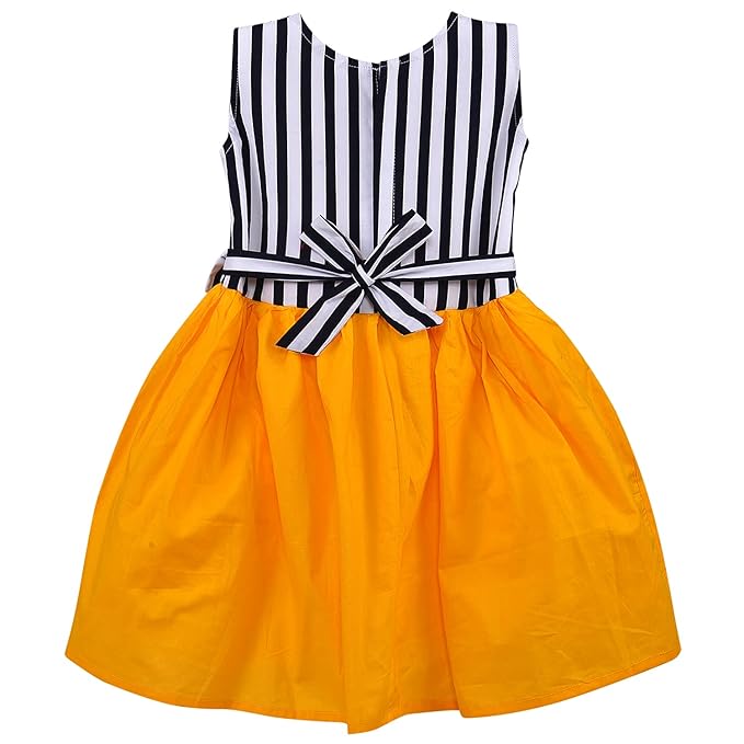 Girls Cotton Sleeveless Party Dress with Bow Detail