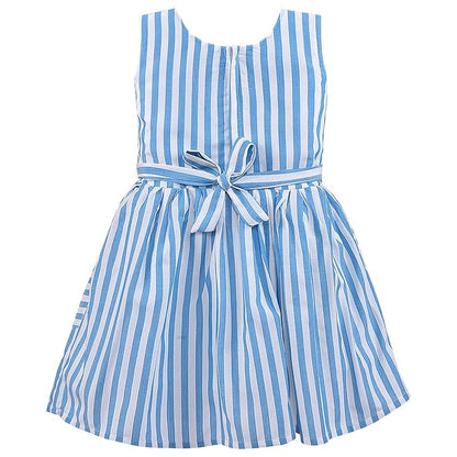 Girls Blue & White Striped Button-Down Dress