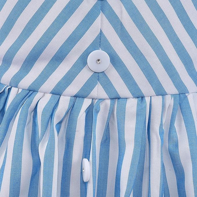 Girls Blue & White Striped Button-Down Dress