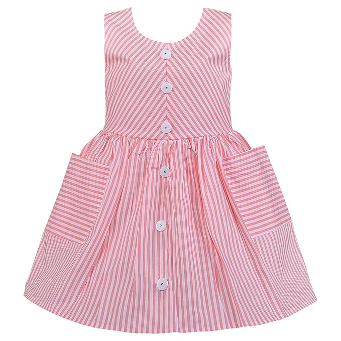 Girls Blue & White Striped Button-Down Dress