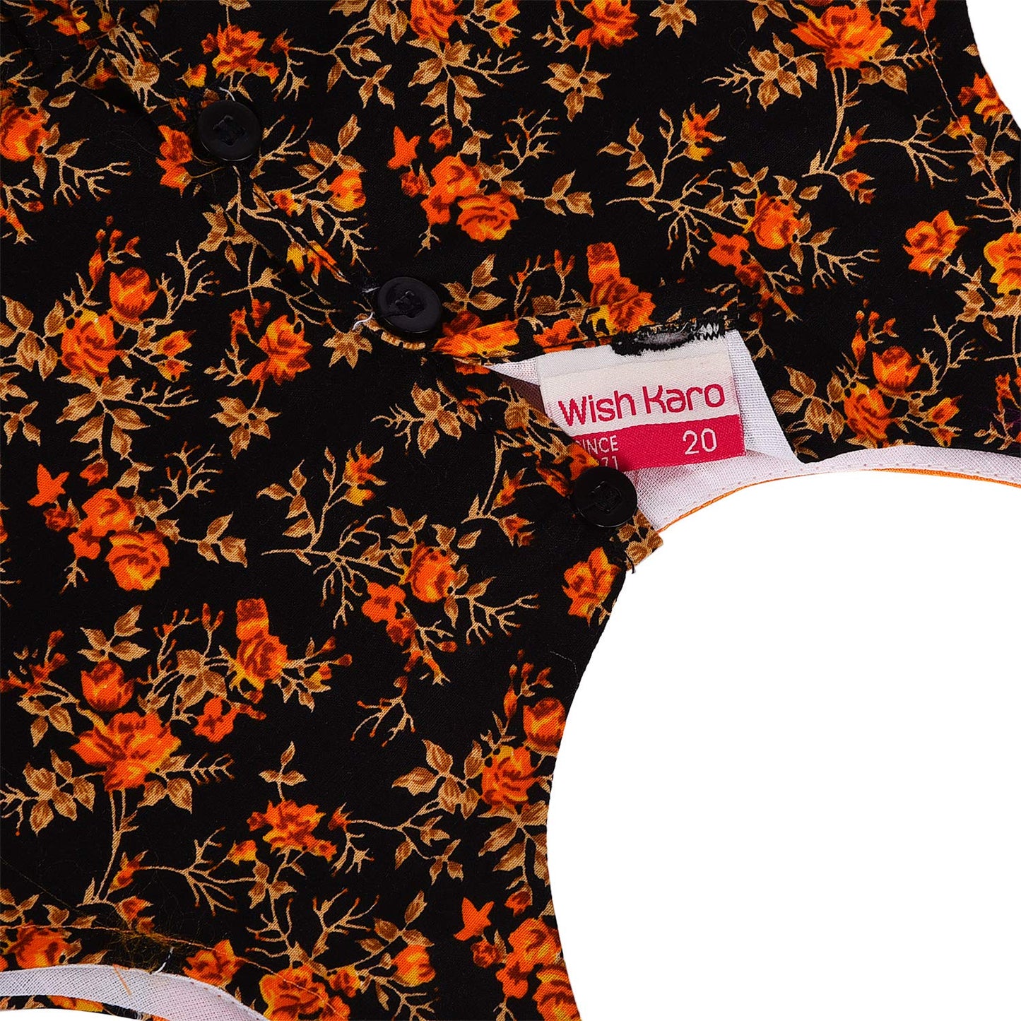 Girls Floral Printed Cotton Party Wear Dress with Contrast Yoke & Bow
