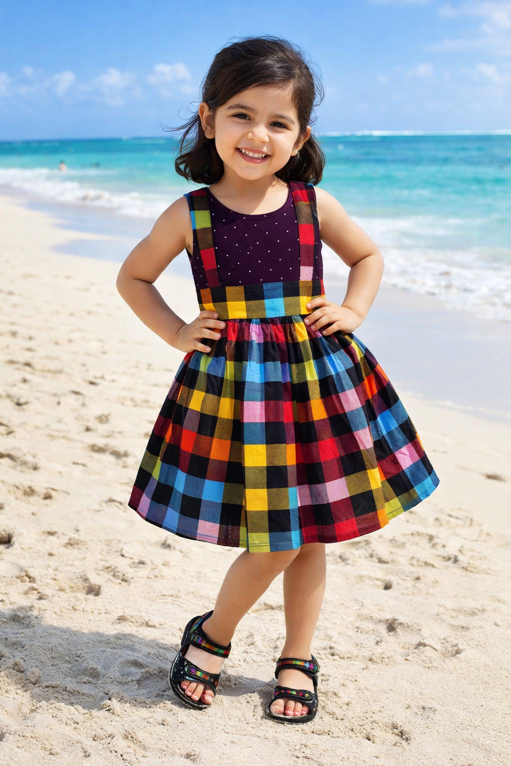 Girls Checkered Cotton Summer Casual Dress
