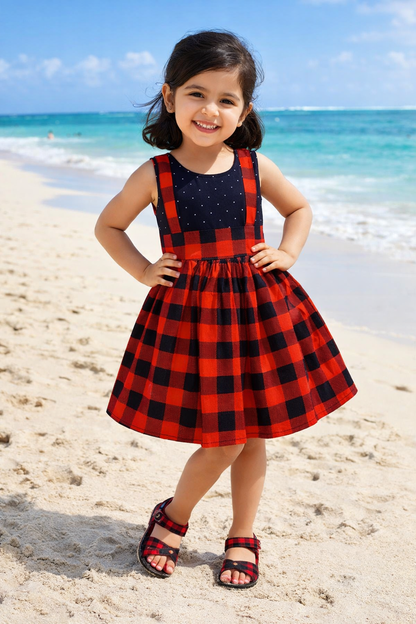 Girls Checkered Cotton Summer Casual Dress