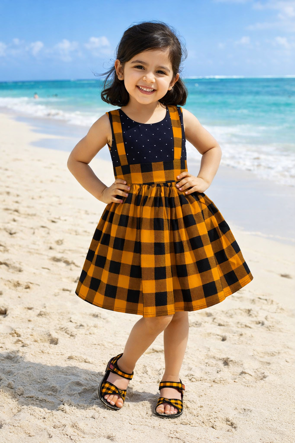 Girls Checkered Cotton Summer Casual Dress