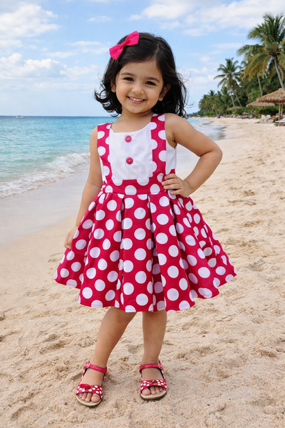 Girls Polka Dot Cotton Sleeveless Dress