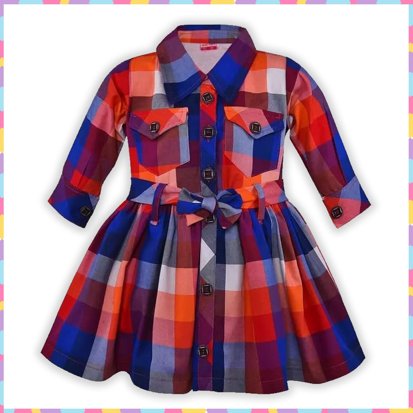 Checked Collared Casual Dress -  ctn563