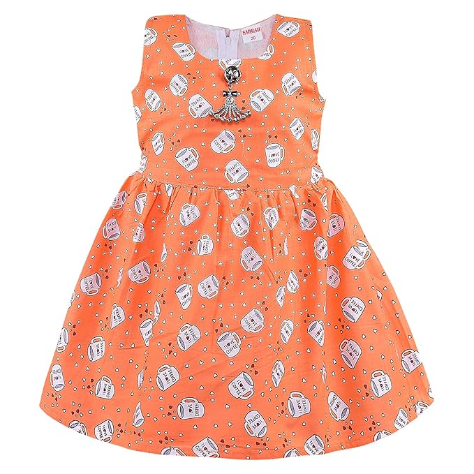 Girls Printed Cotton Sleeveless Dress