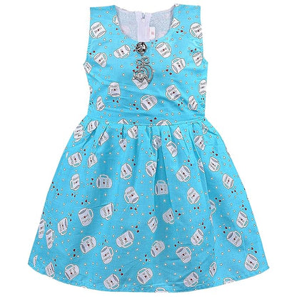 Girls Printed Cotton Sleeveless Dress