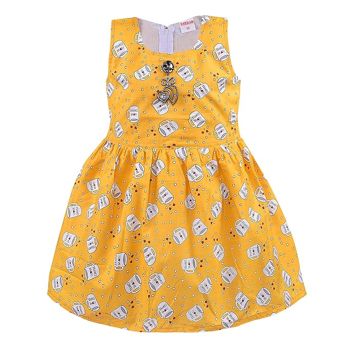Girls Printed Cotton Sleeveless Dress