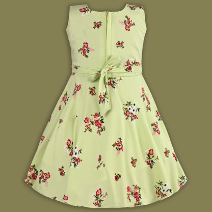 Girls Cotton Light Blue Floral Peter Pan Collar Dress