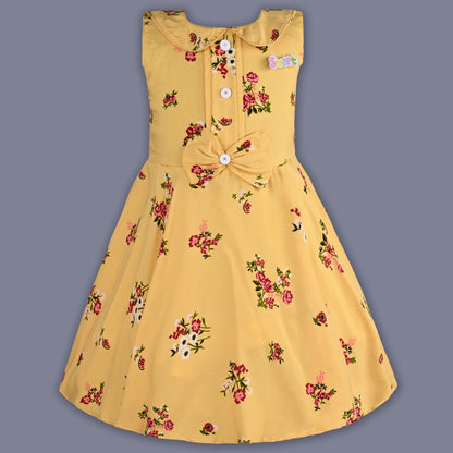 Girls Cotton Light Blue Floral Peter Pan Collar Dress