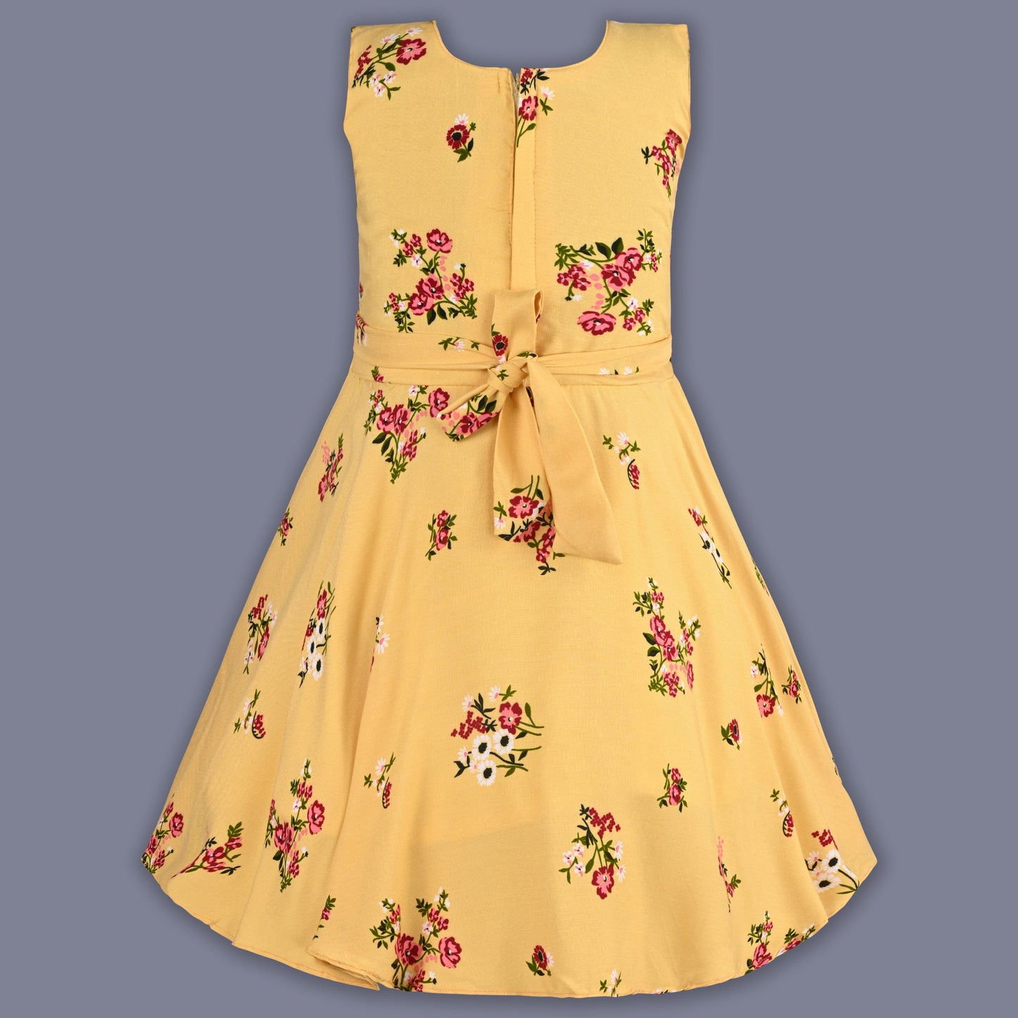 Girls Cotton Light Blue Floral Peter Pan Collar Dress