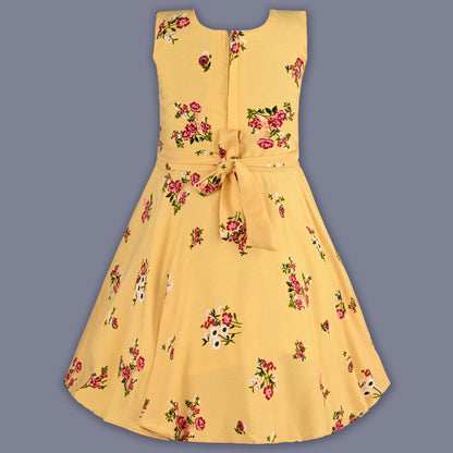 Girls Cotton Light Blue Floral Peter Pan Collar Dress