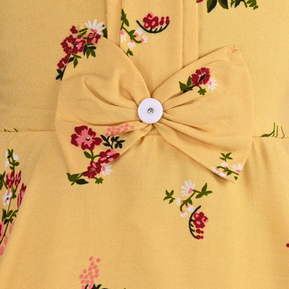 Girls Cotton Light Blue Floral Peter Pan Collar Dress