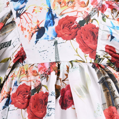Girls Floral Print Flared Sleeve Fit and Flare Summer Frock