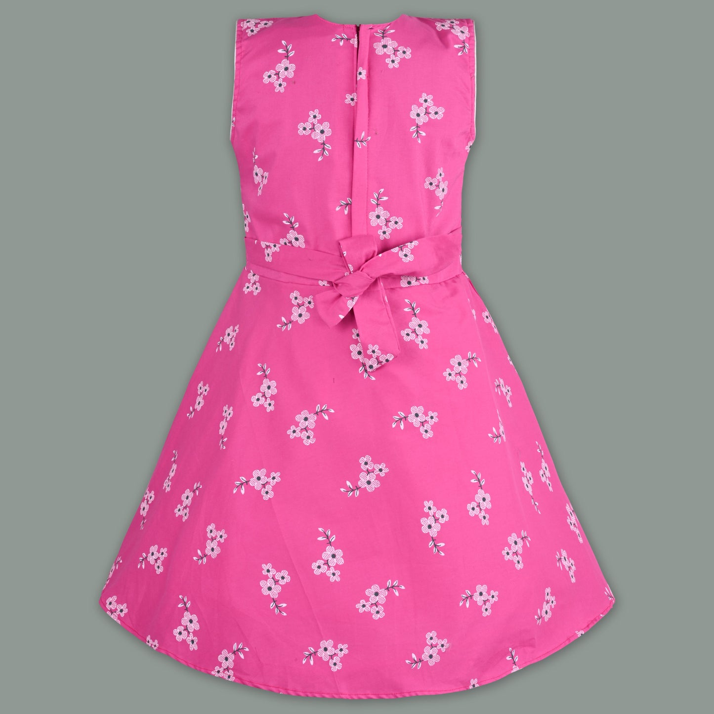 Girls Cotton Floral Print Bow Summer Dress