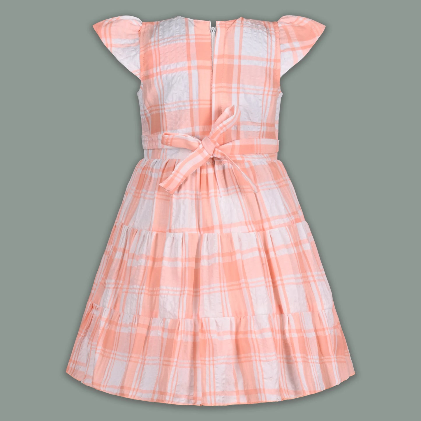 Girls Cotton Checked Party Frock for Girls with Belt Detail
