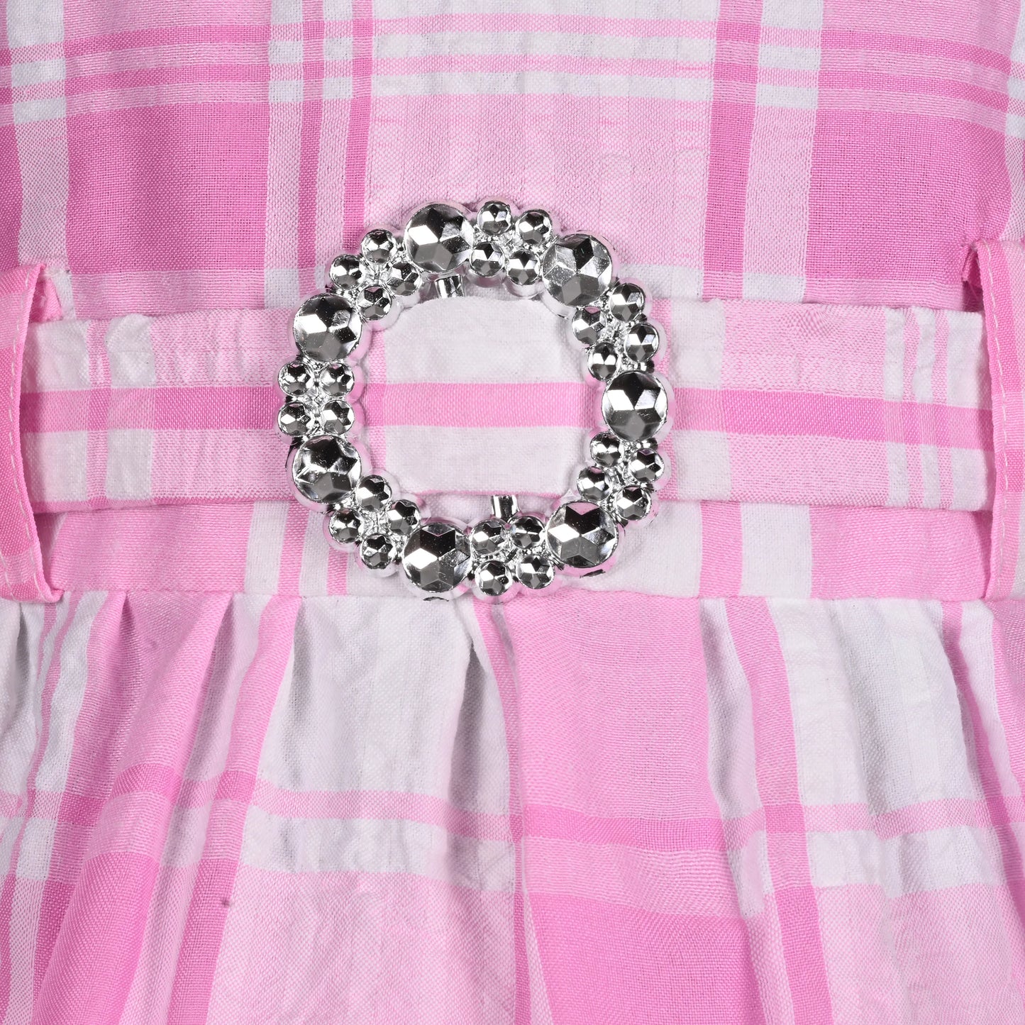 Girls Cotton Checked Party Frock for Girls with Belt Detail