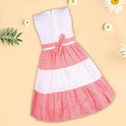 Girls Embroidered Layered Cotton Casual Dress