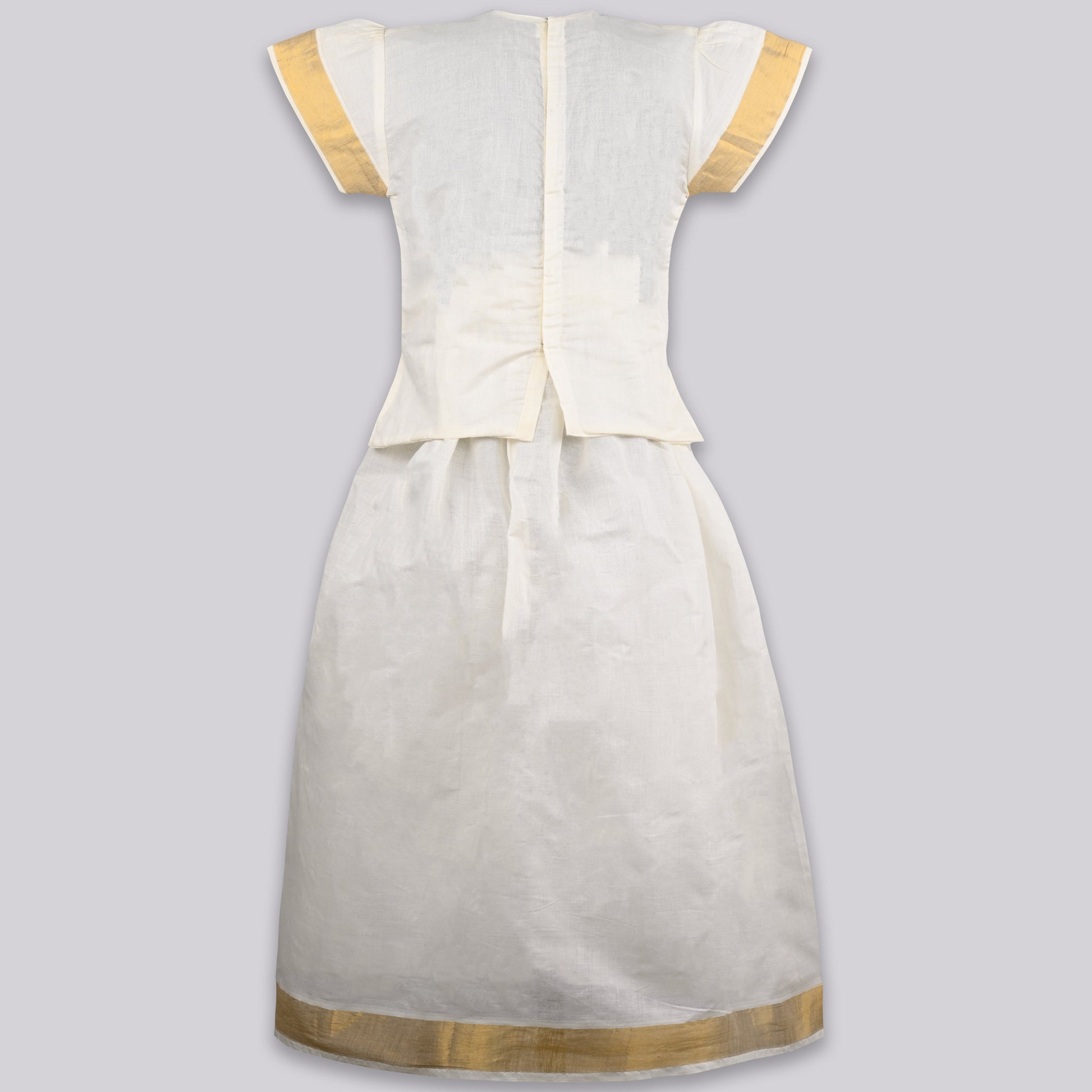 Elegant Kasavu Top & Skirt Set for Girls |  Baby Girls Onam Dress