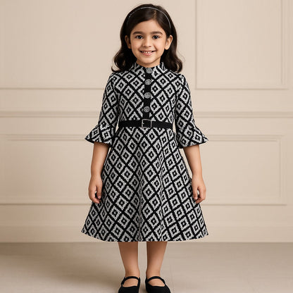 Girls A-line Striped Velvet Party dress