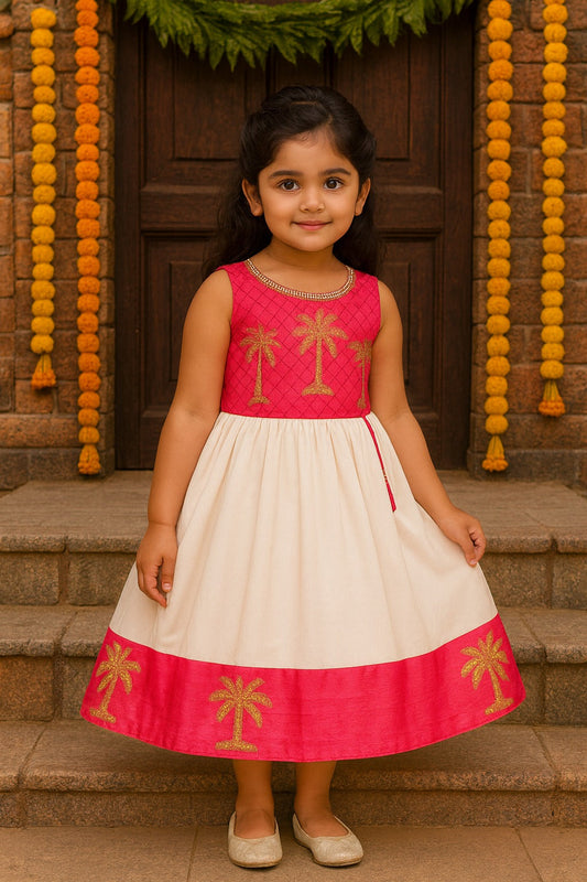 Buy Premium Ethnic Dress for Baby Girl Online | Girls Onam kasavu dress | Girls Pongal Dress