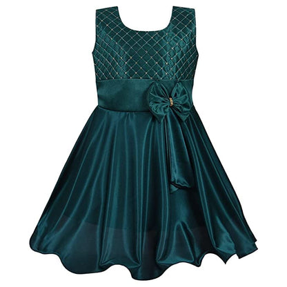 Girls Embroidered Bow Casual Dress