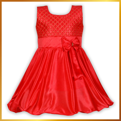Girls Embroidered Bow Casual Dress