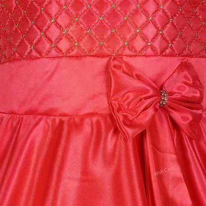Girls Embroidered Bow Casual Dress