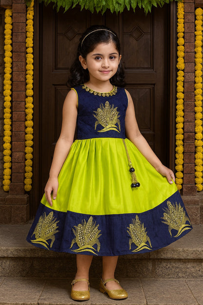 Girls Embroidered Flared Ethnic Dress