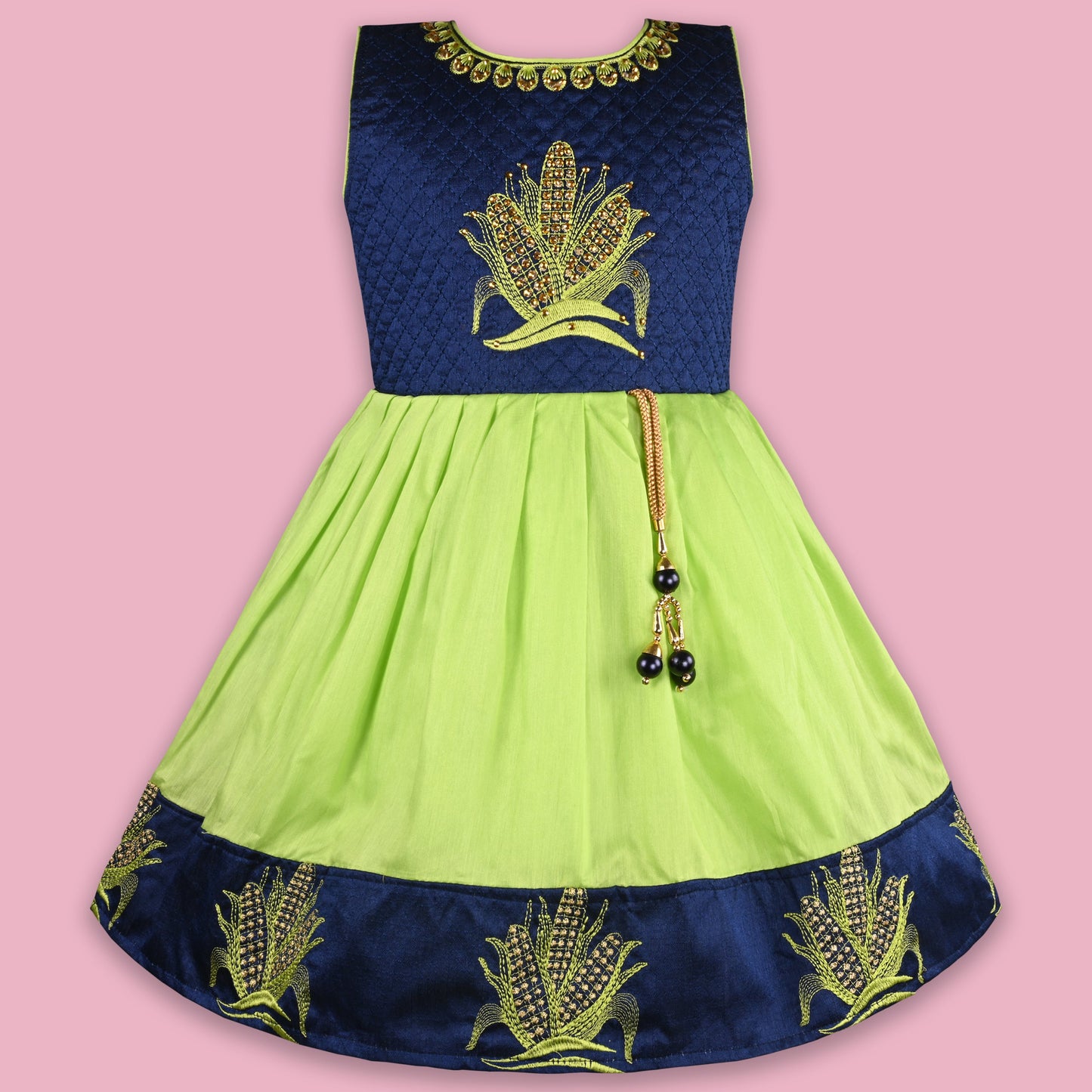 Girls Embroidered Flared Ethnic Dress