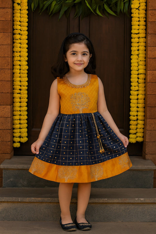 Jivzo Girls Frock Dress for Kids-(fe3117nbchks)